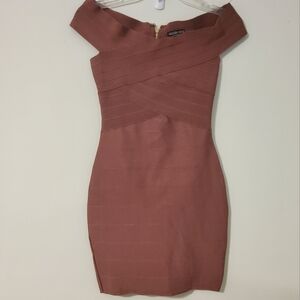 Fashion Nova Pink Off-Shoulder Bodycon Mini Dress